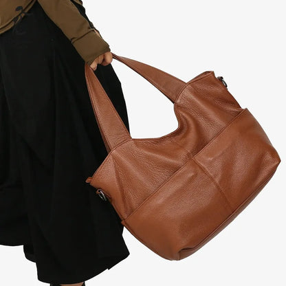 2024 Fashion New Genuine Leather Shoulder Bag High-capacity Top-Handle Bags Casual Commuter Tote Purses Women's Handbags