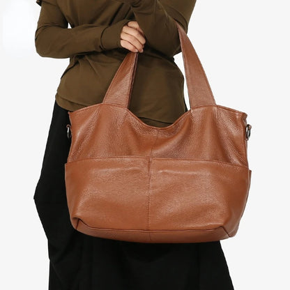 2024 Fashion New Genuine Leather Shoulder Bag High-capacity Top-Handle Bags Casual Commuter Tote Purses Women's Handbags