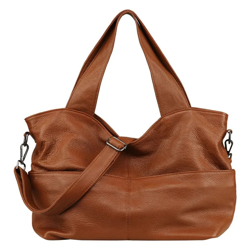 2024 Fashion New Genuine Leather Shoulder Bag High-capacity Top-Handle Bags Casual Commuter Tote Purses Women's Handbags