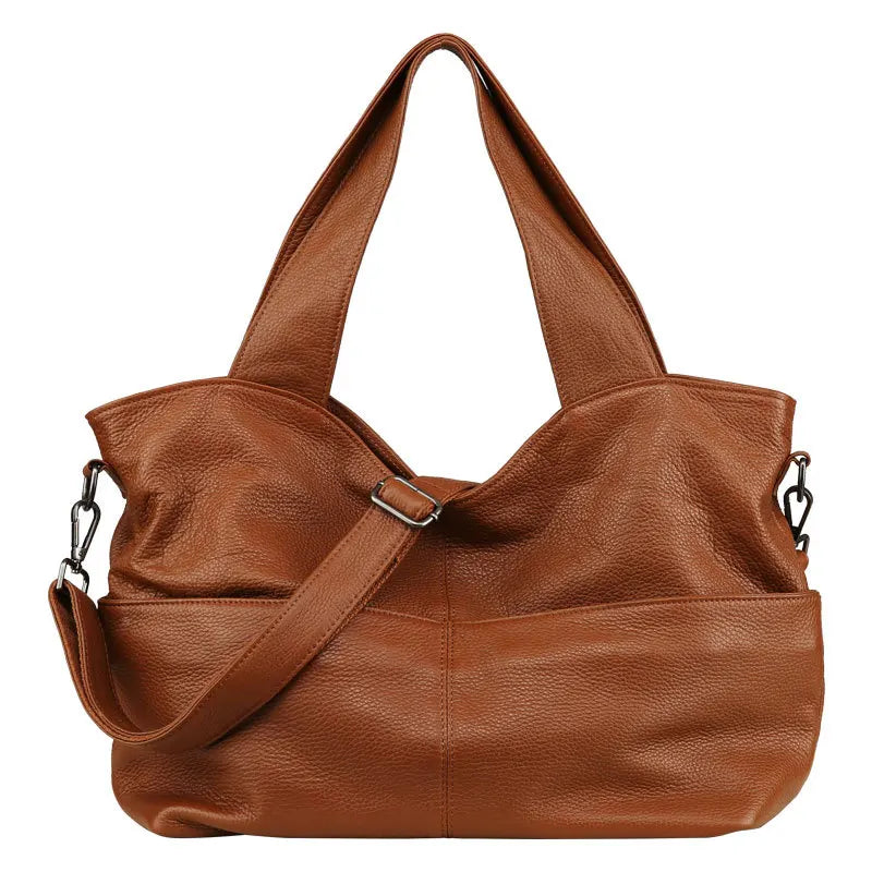 2024 Fashion New Genuine Leather Shoulder Bag High-capacity Top-Handle Bags Casual Commuter Tote Purses Women's Handbags