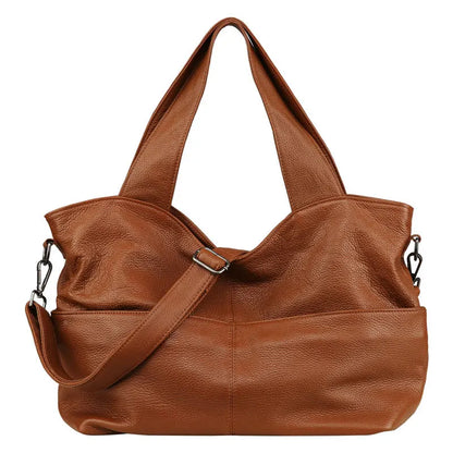 2024 Fashion New Genuine Leather Shoulder Bag High-capacity Top-Handle Bags Casual Commuter Tote Purses Women's Handbags