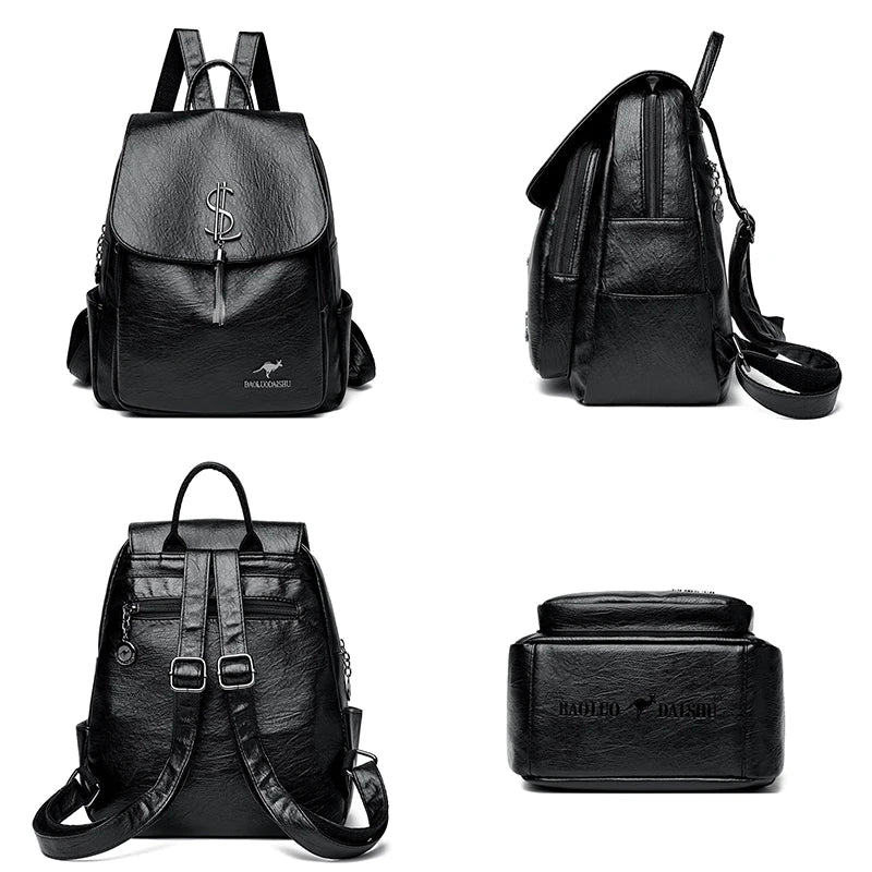 2024 Fashion Retro Women's Backpack High Quality Girl's Anti Theft Bag Large Capacity Female Shoulder Bags School Student Bolsos