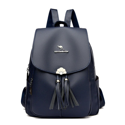 2024 Fashion Retro Women's Backpack High Quality Soft Leather Large Capacity Female Shoulder Bag Luxury Brand Girl Designer Bags