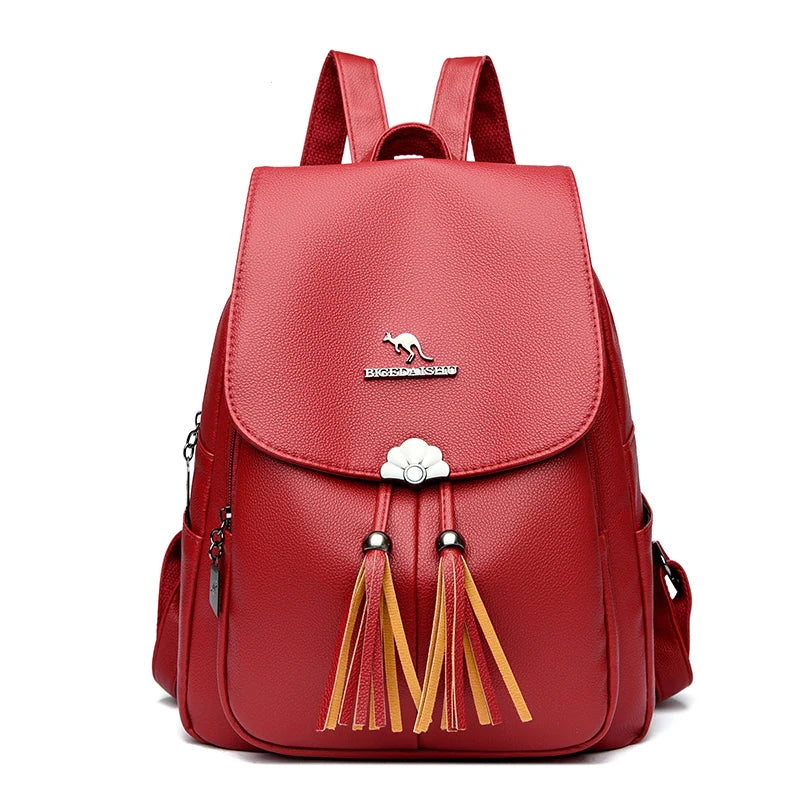 2024 Fashion Retro Women's Backpack High Quality Soft Leather Large Capacity Female Shoulder Bag Luxury Brand Girl Designer Bags
