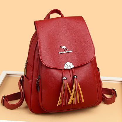 2024 Fashion Retro Women's Backpack High Quality Soft Leather Large Capacity Female Shoulder Bag Luxury Brand Girl Designer Bags