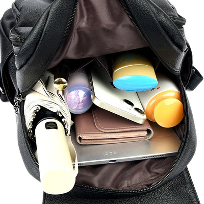 2024 Fashion Retro Women's Backpack High Quality Soft Leather Large Capacity Female Shoulder Bag Luxury Brand Girl Designer Bags