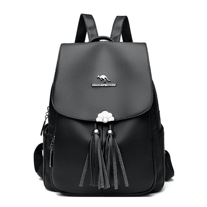 2024 Fashion Retro Women's Backpack High Quality Soft Leather Large Capacity Female Shoulder Bag Luxury Brand Girl Designer Bags