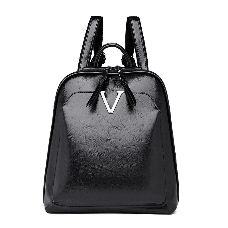 2024 Fashion Trend Women's Backpack High Quality Soft Leather Female Single Shoulder Bag School Student Girls School Bags Sac