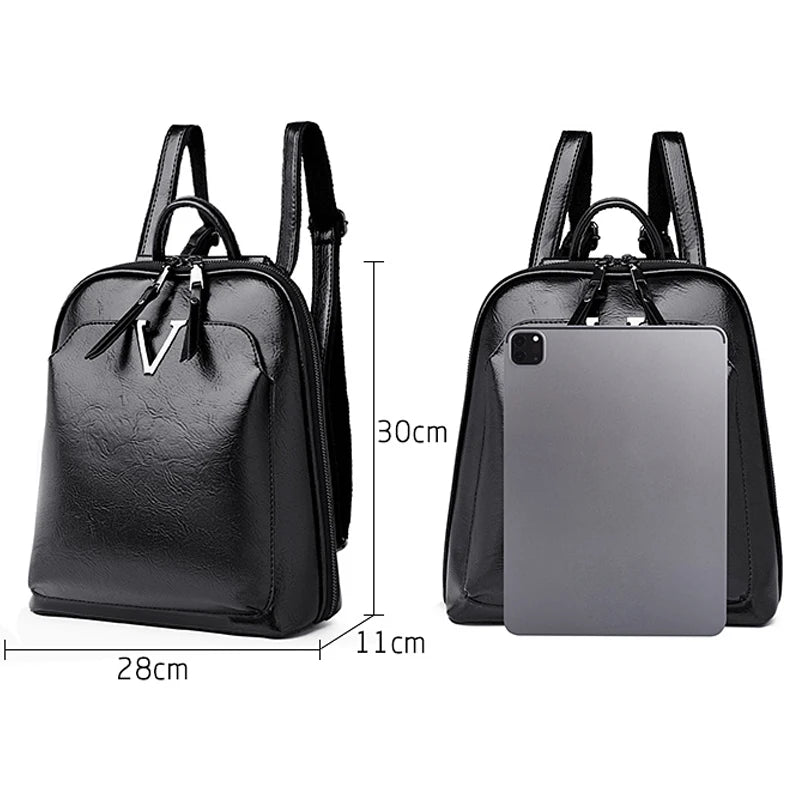 2024 Fashion Trend Women's Backpack High Quality Soft Leather Female Single Shoulder Bag School Student Girls School Bags Sac