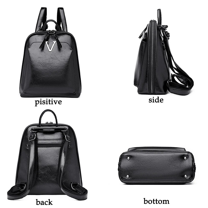 2024 Fashion Trend Women's Backpack High Quality Soft Leather Female Single Shoulder Bag School Student Girls School Bags Sac