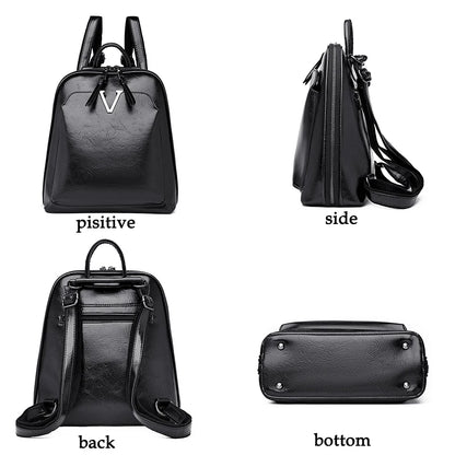2024 Fashion Trend Women's Backpack High Quality Soft Leather Female Single Shoulder Bag School Student Girls School Bags Sac
