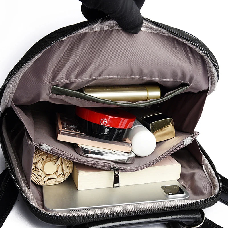 2024 Fashion Trend Women's Backpack High Quality Soft Leather Female Single Shoulder Bag School Student Girls School Bags Sac