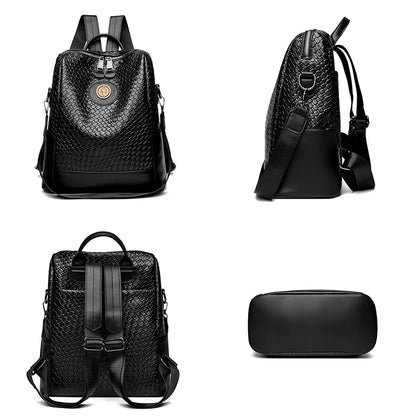 2024 Fashion Trend Women's Backpack Luxury Brand Soft Leather Female Single Shoulder Bag Large Capacity Girl BookBag Wallet Sac