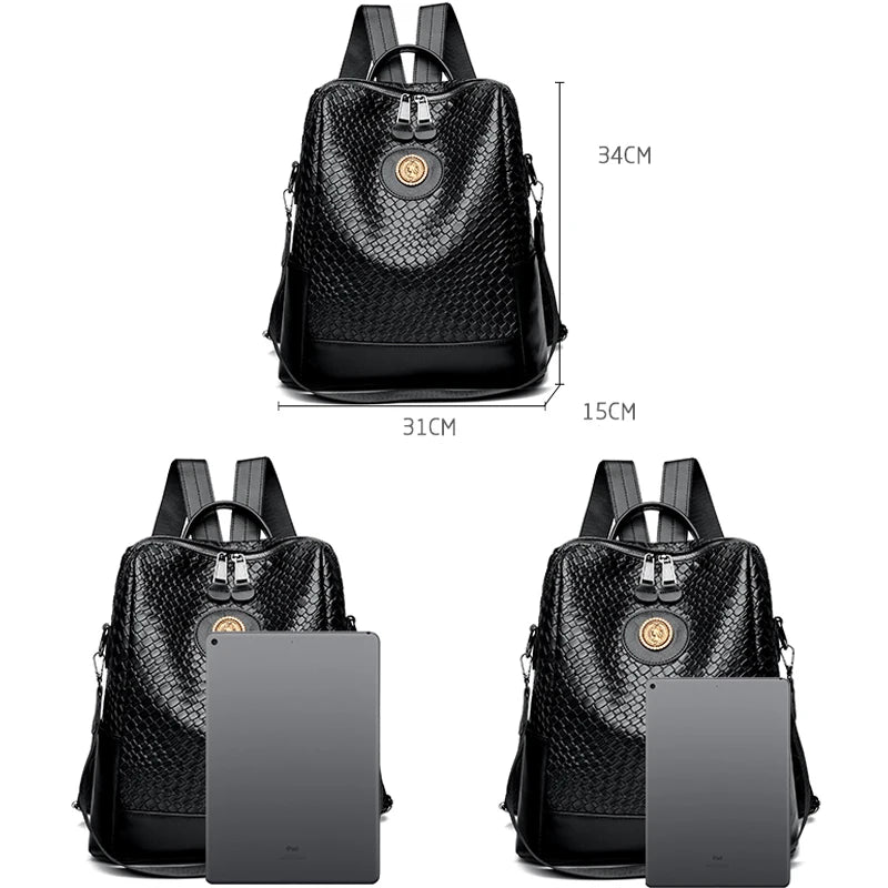 2024 Fashion Trend Women's Backpack Luxury Brand Soft Leather Female Single Shoulder Bag Large Capacity Girl BookBag Wallet Sac