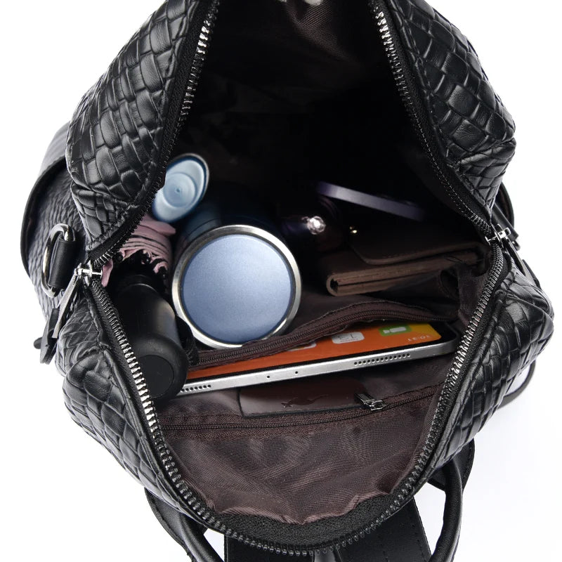 2024 Fashion Trend Women's Backpack Luxury Brand Soft Leather Female Single Shoulder Bag Large Capacity Girl BookBag Wallet Sac