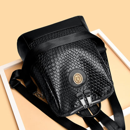 2024 Fashion Trend Women's Backpack Luxury Brand Soft Leather Female Single Shoulder Bag Large Capacity Girl BookBag Wallet Sac