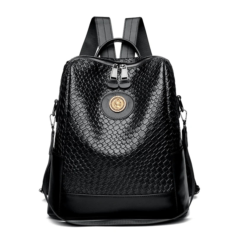 2024 Fashion Trend Women's Backpack Luxury Brand Soft Leather Female Single Shoulder Bag Large Capacity Girl BookBag Wallet Sac