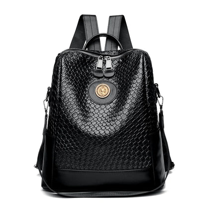 2024 Fashion Trend Women's Backpack Luxury Brand Soft Leather Female Single Shoulder Bag Large Capacity Girl BookBag Wallet Sac