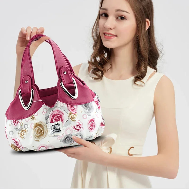 2024 Fashion Women Shoulder Bags Printed Flowers Messenger Bag Designer Luxury Brand High Quality Leather Ladies Handbag