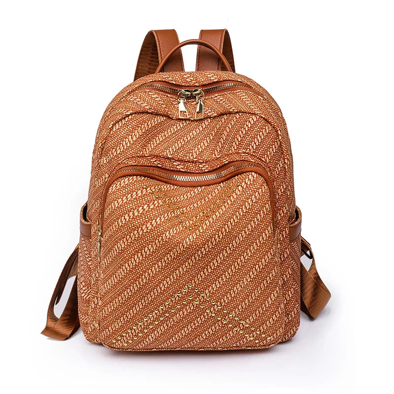 2024 Fashion Women's Soft Backpack Sexy Stripe Trendy Versatile Shoulder Bag Luxury Women's Designer Girl Large Capacity Handbag