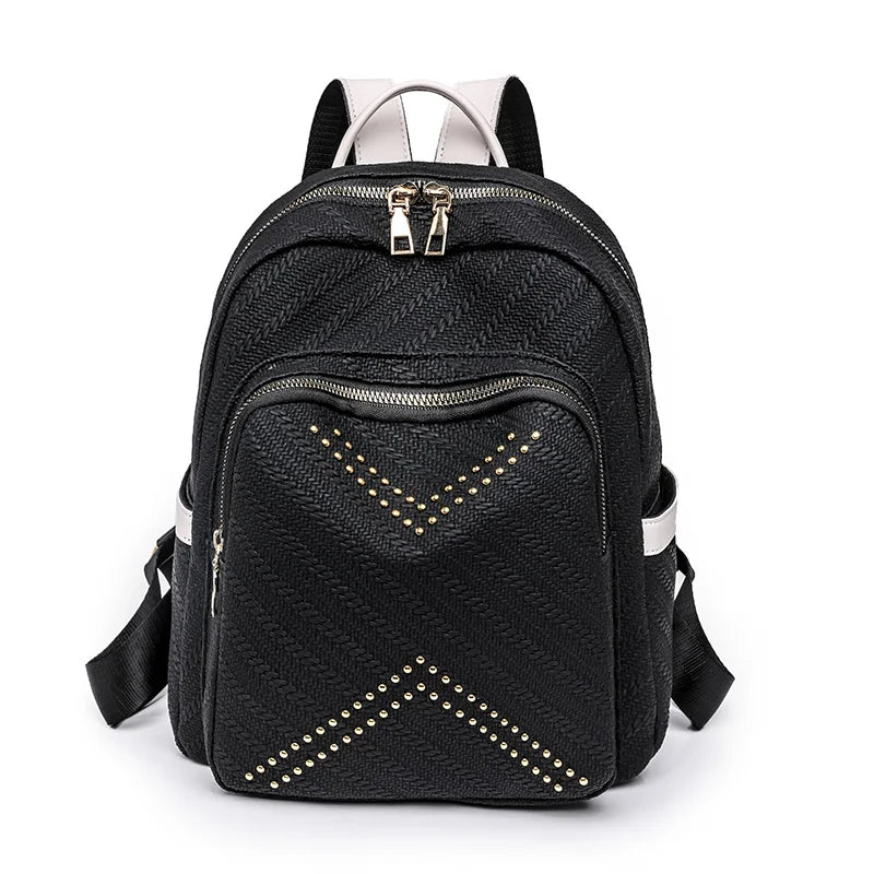 2024 Fashion Women's Soft Backpack Sexy Stripe Trendy Versatile Shoulder Bag Luxury Women's Designer Girl Large Capacity Handbag