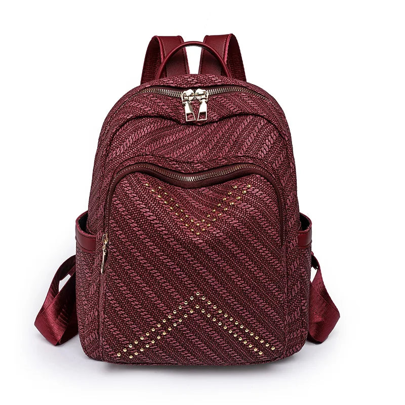 2024 Fashion Women's Soft Backpack Sexy Stripe Trendy Versatile Shoulder Bag Luxury Women's Designer Girl Large Capacity Handbag