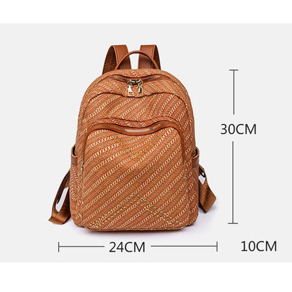 2024 Fashion Women's Soft Backpack Sexy Stripe Trendy Versatile Shoulder Bag Luxury Women's Designer Girl Large Capacity Handbag