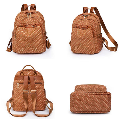 2024 Fashion Women's Soft Backpack Sexy Stripe Trendy Versatile Shoulder Bag Luxury Women's Designer Girl Large Capacity Handbag