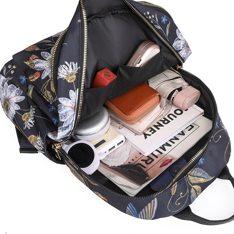 2024 Fashionable Printed Design Backpack With High Quality Nylon Large Capacity Backpacks Luxury Women's Brand Travel Bag Sac