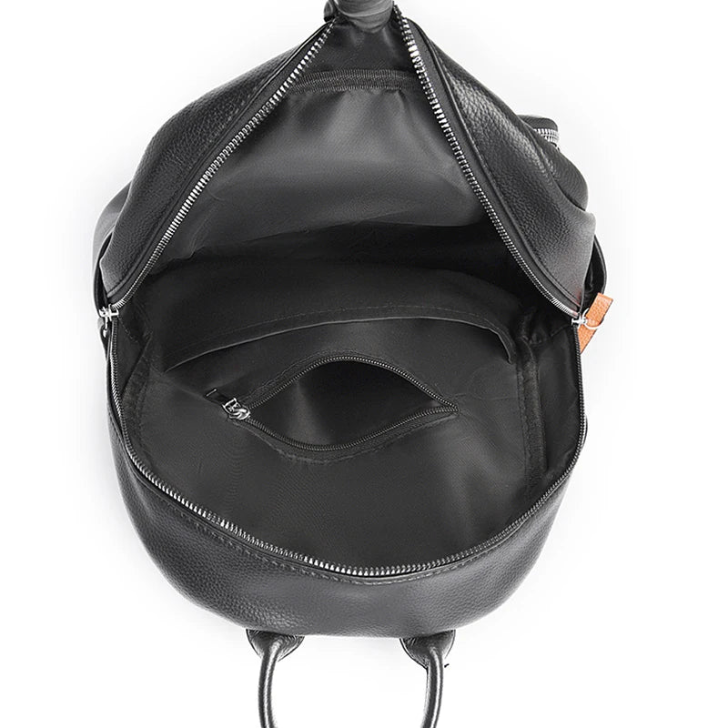 2024 Female Solid Color Leather Backpacks High Quality Ladies Bagpacks Luxury Designer Large Capacity Casual Soft Bag Girls Sac