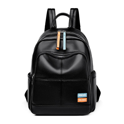 2024 Female Solid Color Leather Backpacks High Quality Ladies Bagpacks Luxury Designer Large Capacity Casual Soft Bag Girls Sac