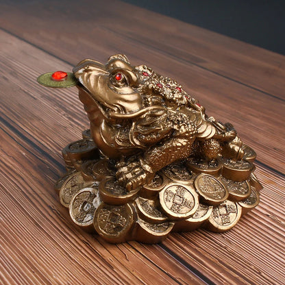 2024 Fengshui Zhaocai Golden Toad Decoration Three legged Toad Home Decoration resin Art Statue Gift Fairy Accessori Fashion
