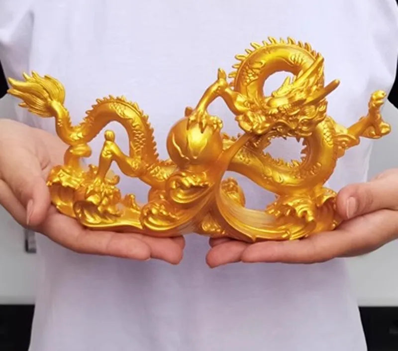 2024 Free shipping resin dragon bead handicraft furnishing articles Prosperous home decoration decoration mascot Fengshui statue