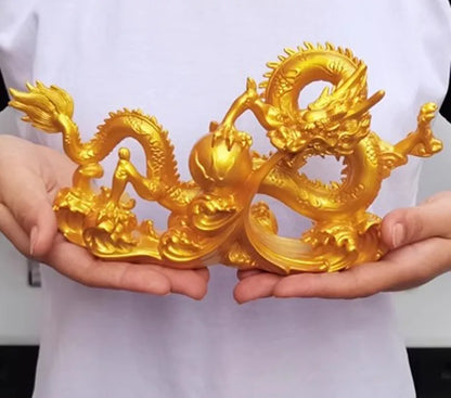 2024 Free shipping resin dragon bead handicraft furnishing articles Prosperous home decoration decoration mascot Fengshui statue