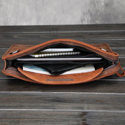 2024 Genuine Briefcase Fashionable Men Leather Business Laptop Bag crazy horse 100% genuine leather mens laptop messeng