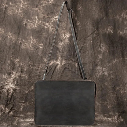 2024 Genuine Briefcase Fashionable Men Leather Business Laptop Bag crazy horse 100% genuine leather mens laptop messeng