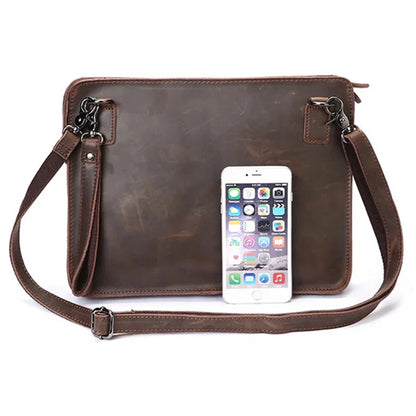 2024 Genuine Briefcase Fashionable Men Leather Business Laptop Bag crazy horse 100% genuine leather mens laptop messeng