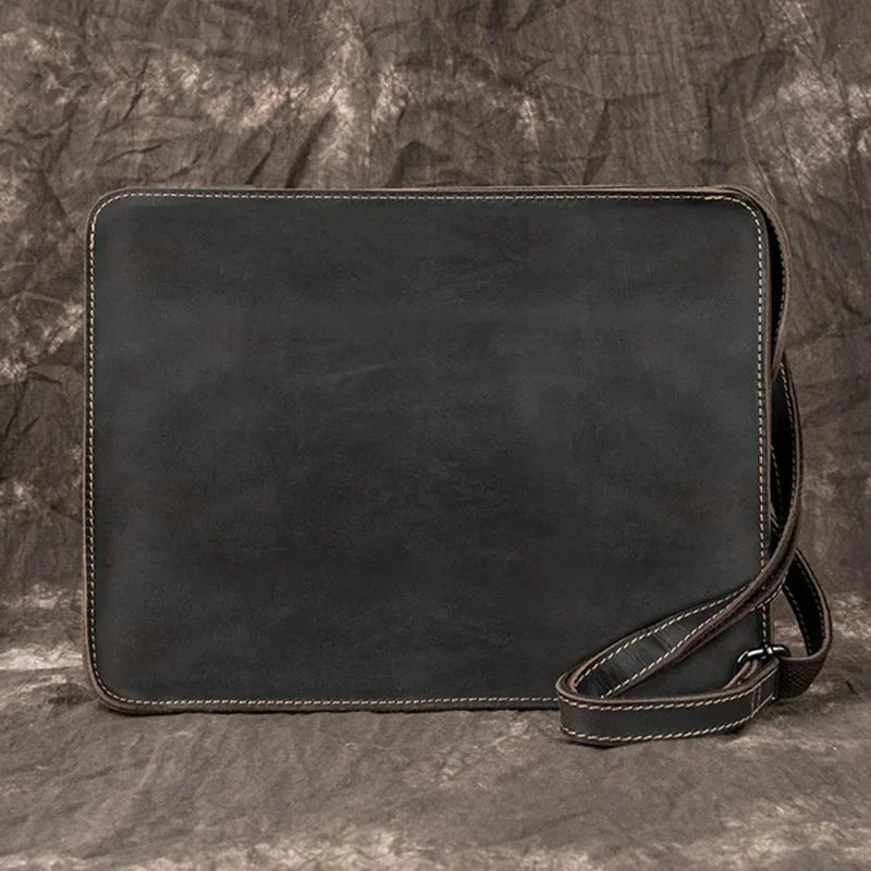 2024 Genuine Briefcase Fashionable Men Leather Business Laptop Bag crazy horse 100% genuine leather mens laptop messeng