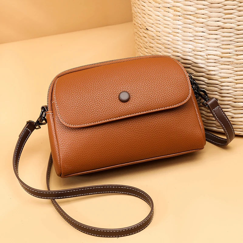 2024 High Quality Genuine Leather Women's Shoulder Bag Famous Brand Designer Female Crossbody Bags Trendy Casual Girl Handbags