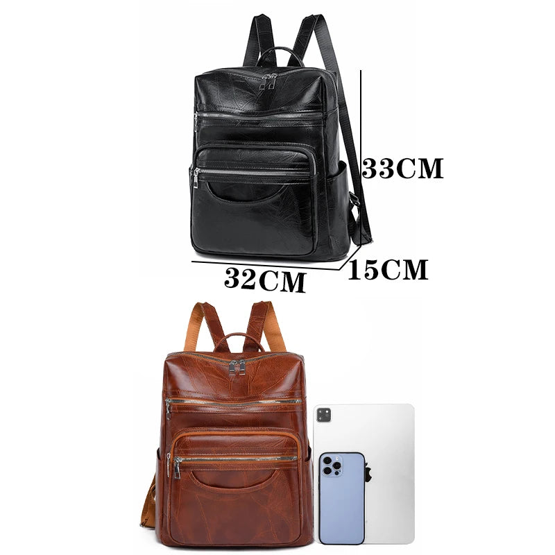 2024 High Quality Leather Designer Backpacks Luxurious Women's Brand Mochilas Multifunctional High Capacity Backpack Sac A Dos