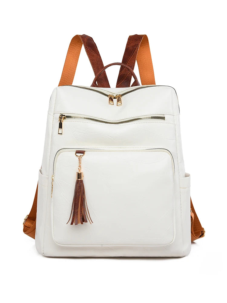 2024 High Quality Thickened Leather Mochilas With Tassels Designer Backpacks Luxury Brand Women's Backpack SchoolBag Sac A Dos