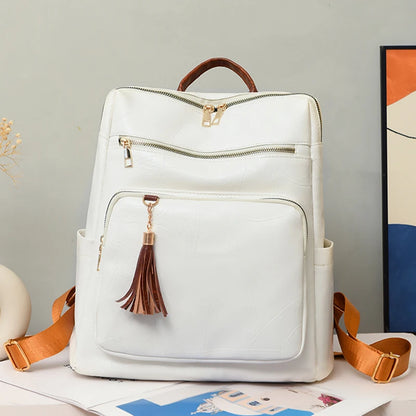 2024 High Quality Thickened Leather Mochilas With Tassels Designer Backpacks Luxury Brand Women's Backpack SchoolBag Sac A Dos