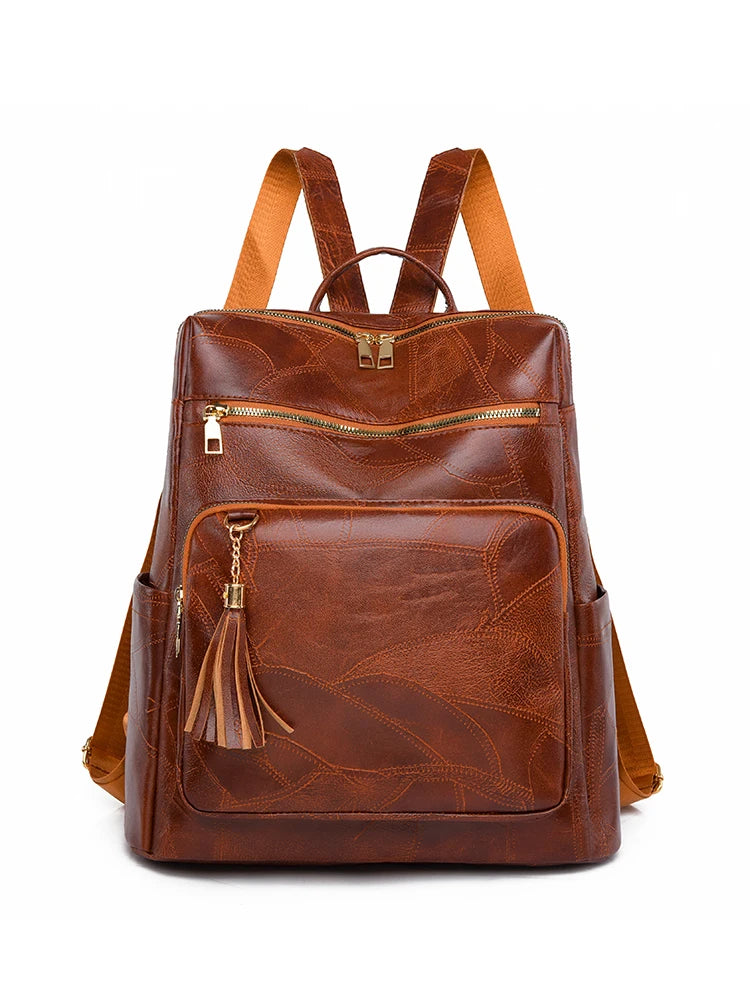2024 High Quality Thickened Leather Mochilas With Tassels Designer Backpacks Luxury Brand Women's Backpack SchoolBag Sac A Dos
