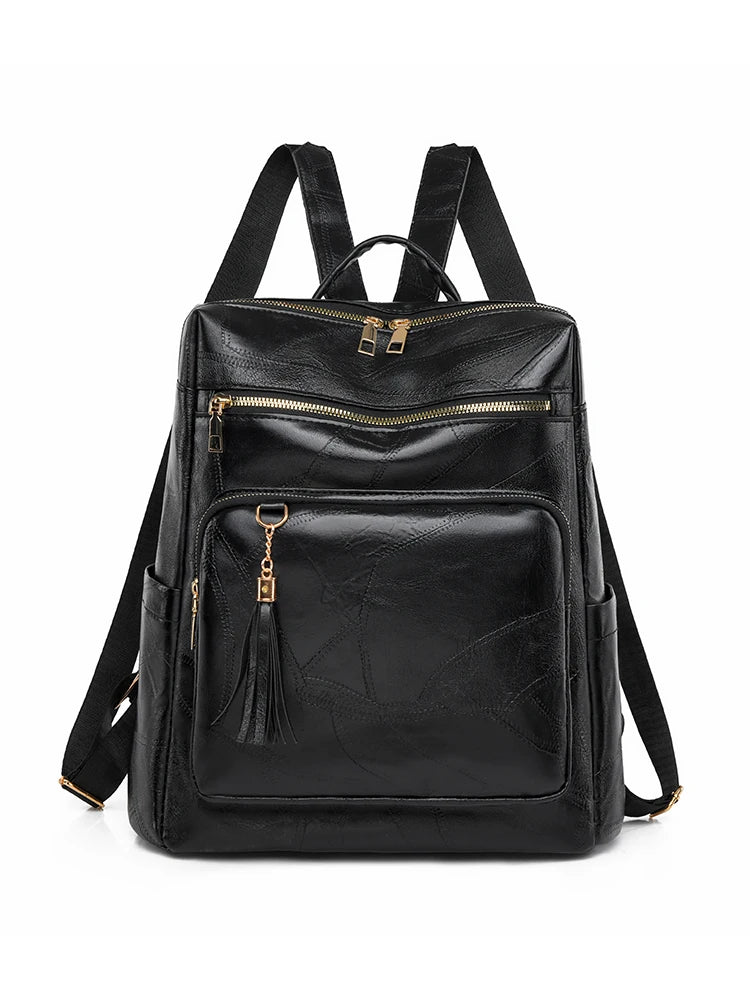 2024 High Quality Thickened Leather Mochilas With Tassels Designer Backpacks Luxury Brand Women's Backpack SchoolBag Sac A Dos
