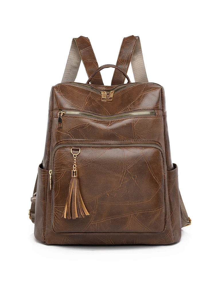 2024 High Quality Thickened Leather Mochilas With Tassels Designer Backpacks Luxury Brand Women's Backpack SchoolBag Sac A Dos