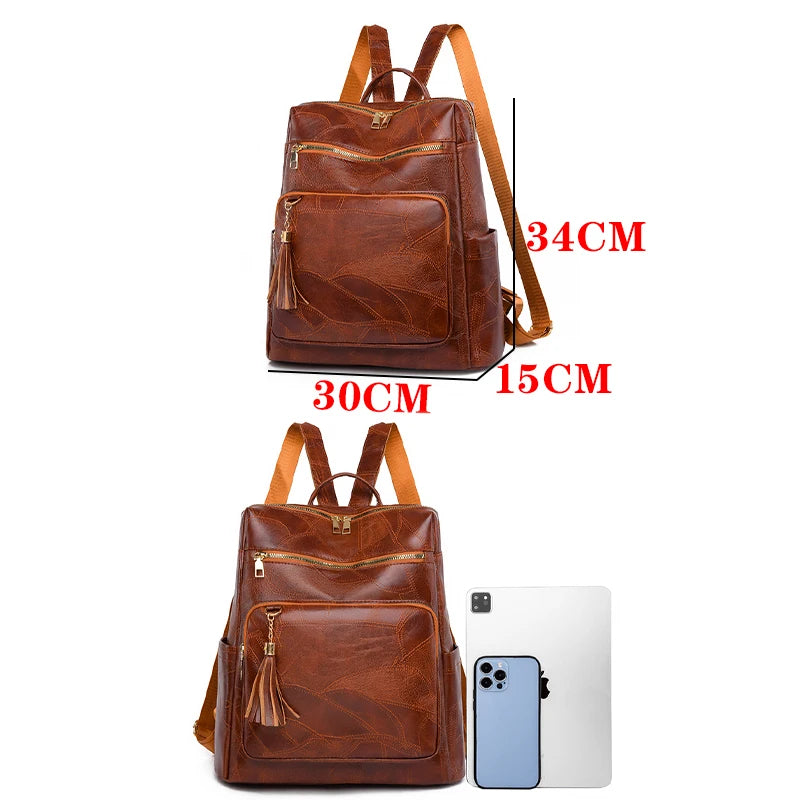 2024 High Quality Thickened Leather Mochilas With Tassels Designer Backpacks Luxury Brand Women's Backpack SchoolBag Sac A Dos