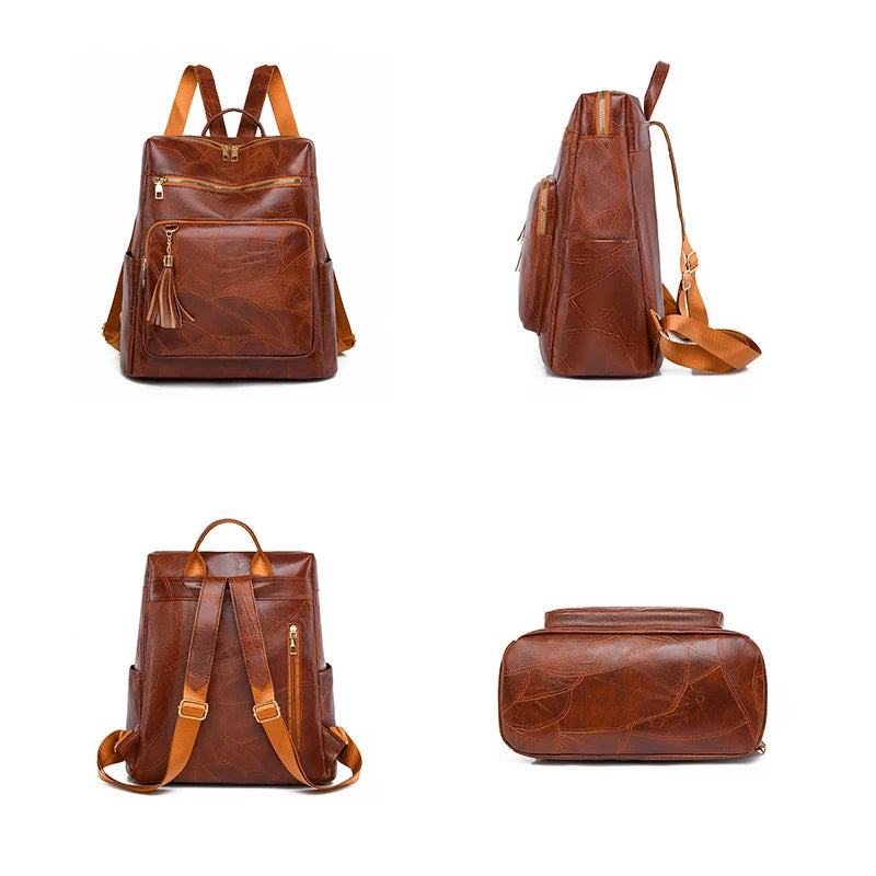 2024 High Quality Thickened Leather Mochilas With Tassels Designer Backpacks Luxury Brand Women's Backpack SchoolBag Sac A Dos