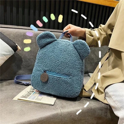2024 Kids Cute Plush Bags Portable Women Lovely Bear Backpack Teenage Girls Small Bag Children's Bear Shaped Rucksack
