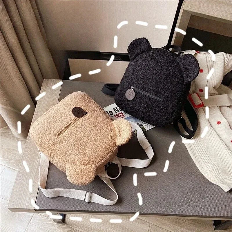 2024 Kids Cute Plush Bags Portable Women Lovely Bear Backpack Teenage Girls Small Bag Children's Bear Shaped Rucksack