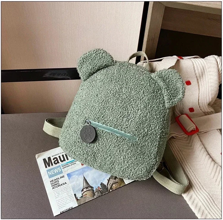 2024 Kids Cute Plush Bags Portable Women Lovely Bear Backpack Teenage Girls Small Bag Children's Bear Shaped Rucksack